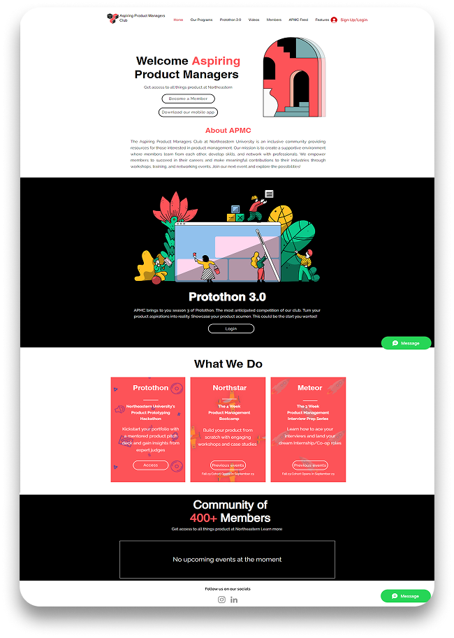 The original APMC website homepage before the redesign