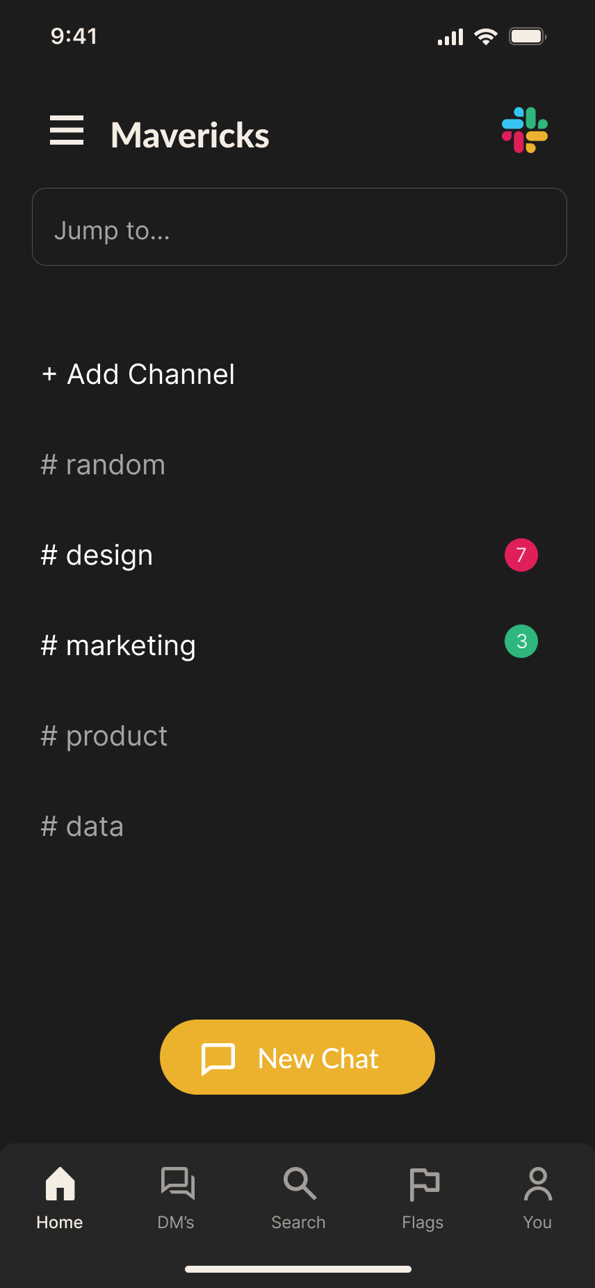 Redesigned Home / channels screen